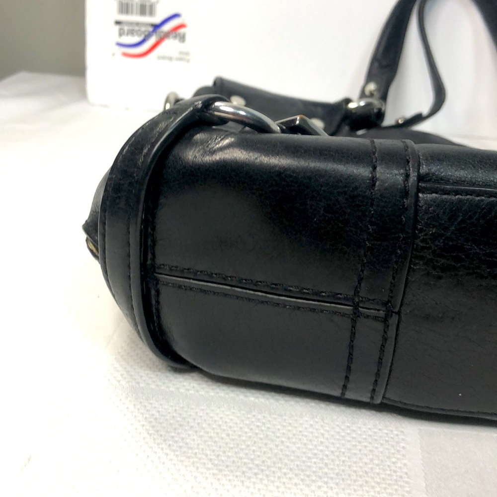 MICHAEL KORS Black Leather Buckle Accents Slim Crossbody Bag silver hardware - Picture 8 of 16
